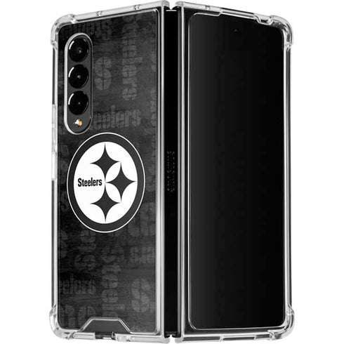 NFL Pittsburgh Steelers Black & White Galaxy Z Fold4 5G Clear Case